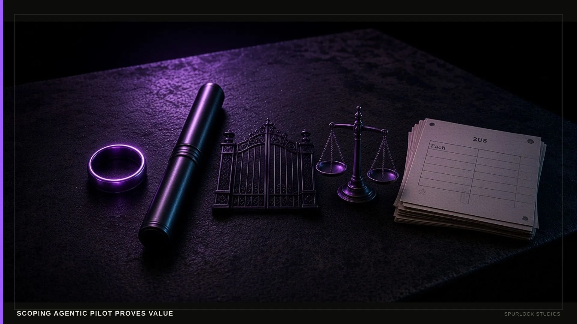 A violet ring. Thesis: SCOPING AGENTIC PILOT PROVES VALUE.