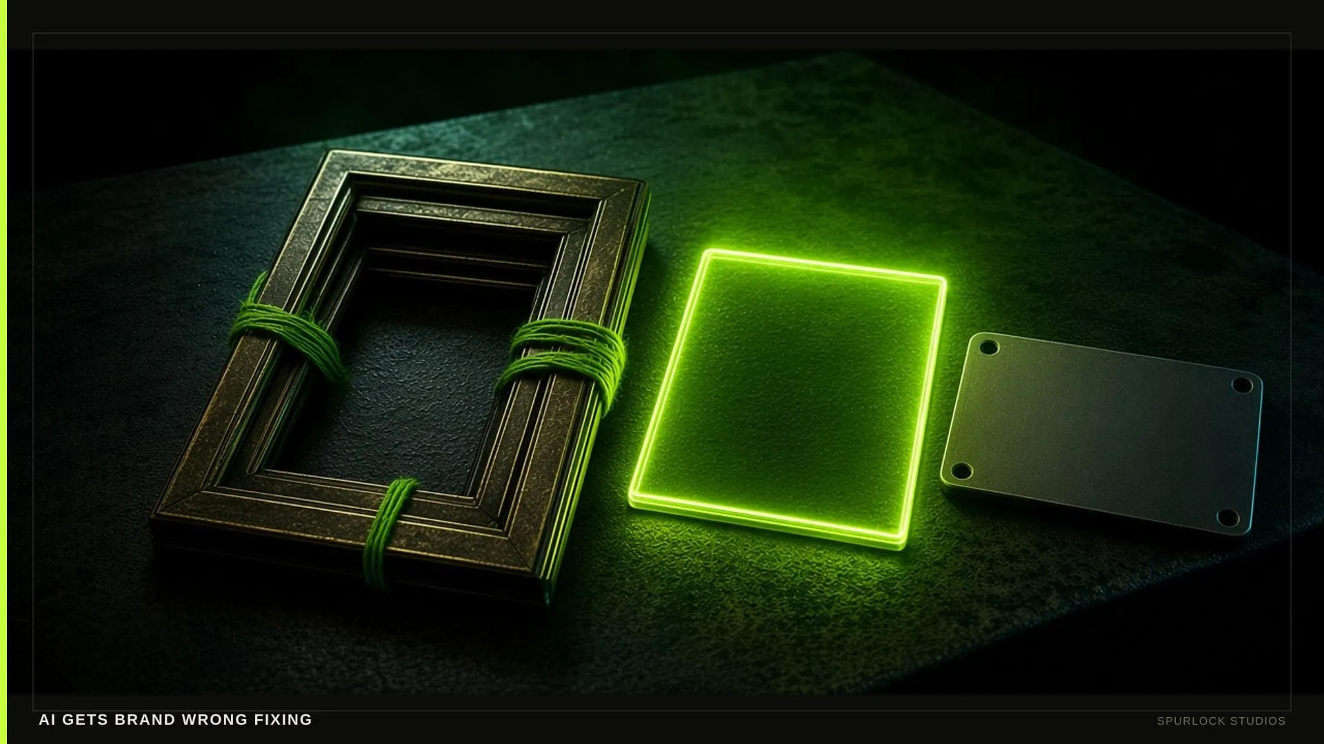 Nested brass frames. Thesis: AI GETS BRAND WRONG FIXING.
