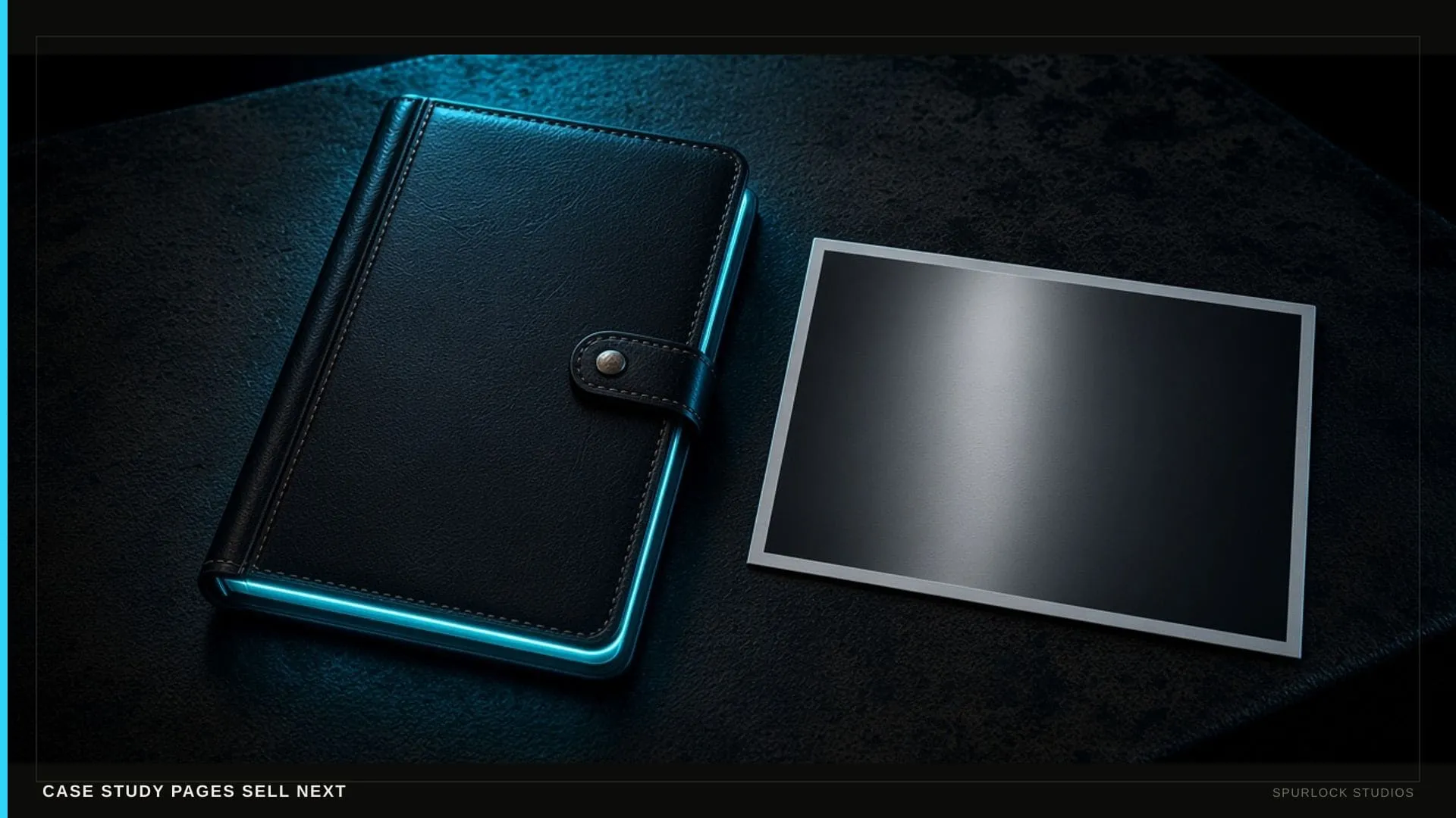 A bound folio. Thesis: CASE STUDY PAGES SELL NEXT.
