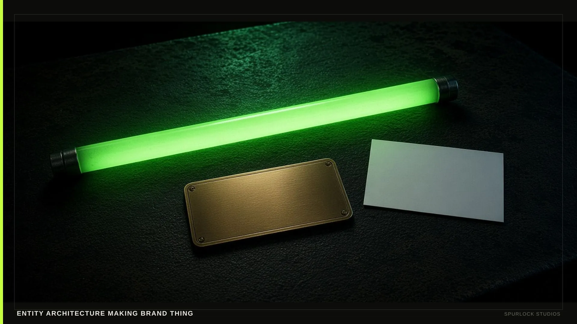 A lime beam. Thesis: ENTITY ARCHITECTURE MAKING BRAND THING.