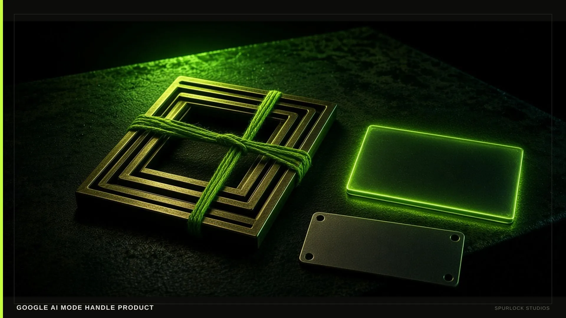 Nested brass frames. Thesis: GOOGLE AI MODE HANDLE PRODUCT.