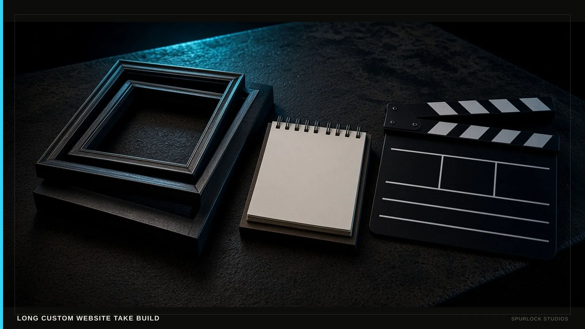 Three stacked frames, one solid, two hollow. Thesis: LONG CUSTOM WEBSITE TAKE BUILD.