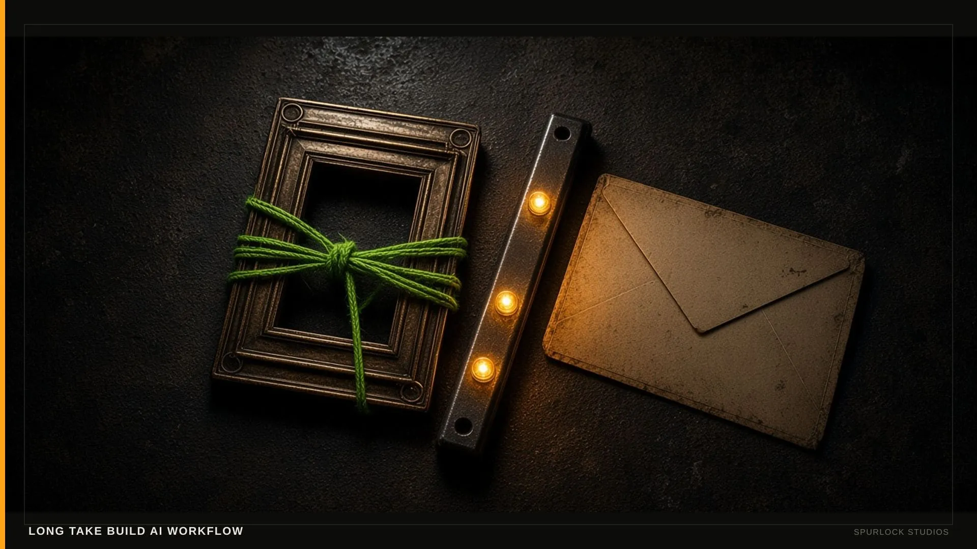 Nested brass frames. Thesis: LONG TAKE BUILD AI WORKFLOW.