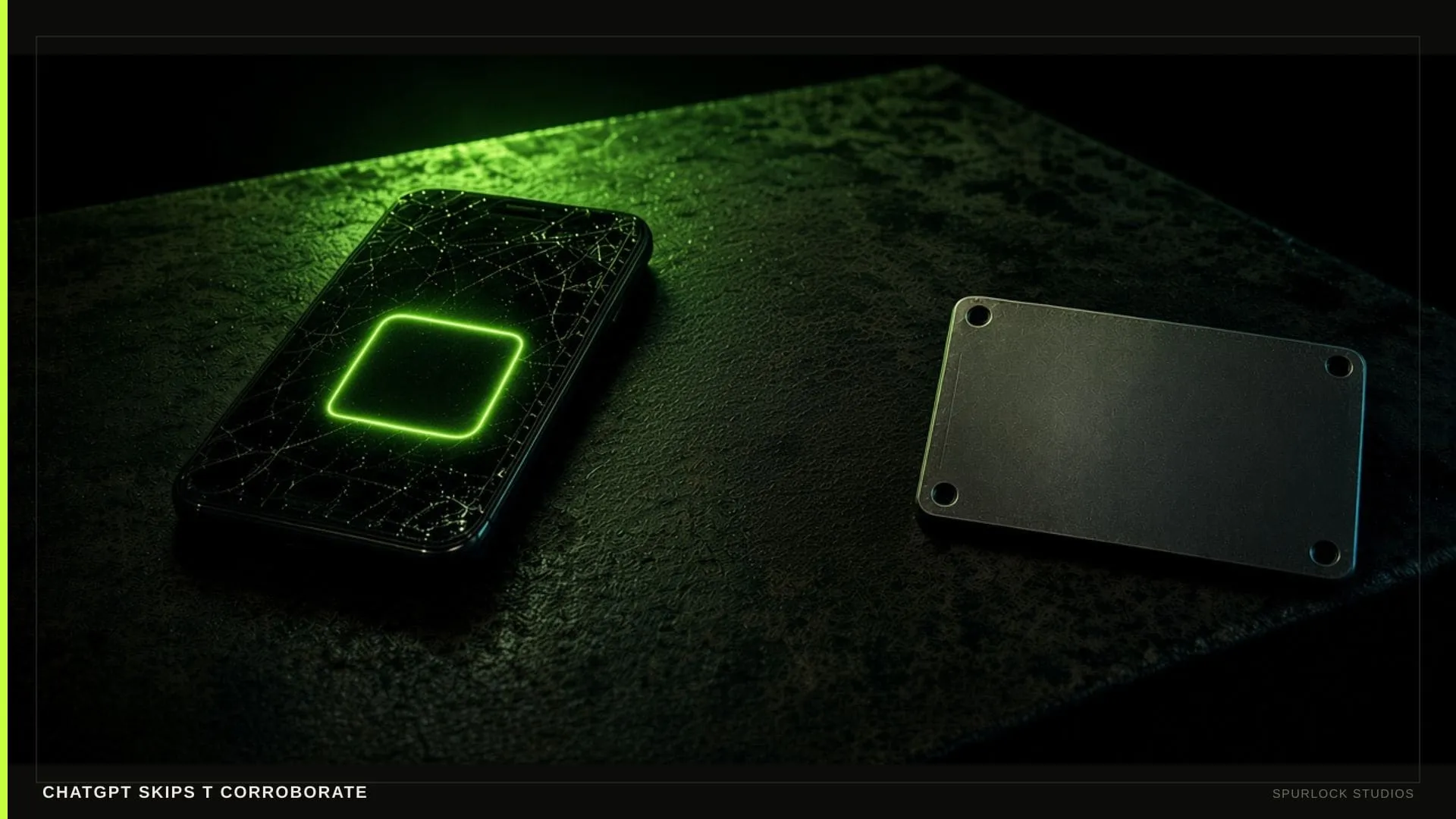 A glowing answer pane with no glyphs. Thesis: CHATGPT SKIPS T CORROBORATE.