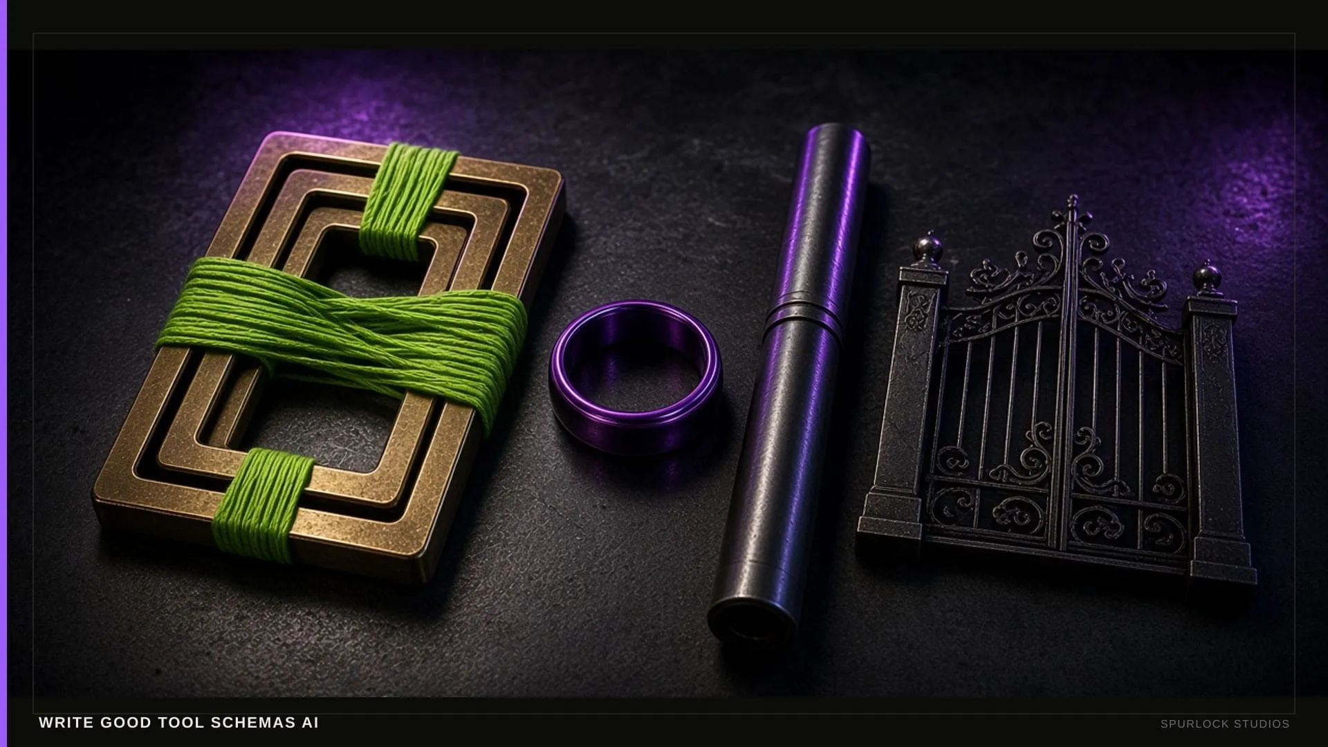 Nested brass frames. Thesis: WRITE GOOD TOOL SCHEMAS AI.